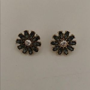 Black & gold floral earrings